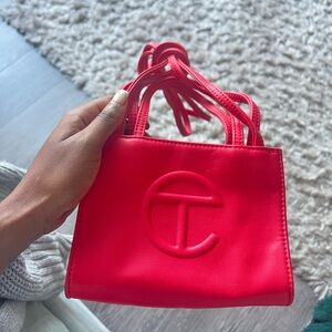 Red authentic mini telfar bag